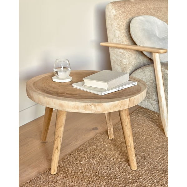 Okrúhly odkladací stolík z masívu munggur ø 65 cm Wellcres – Kave Home-image-1