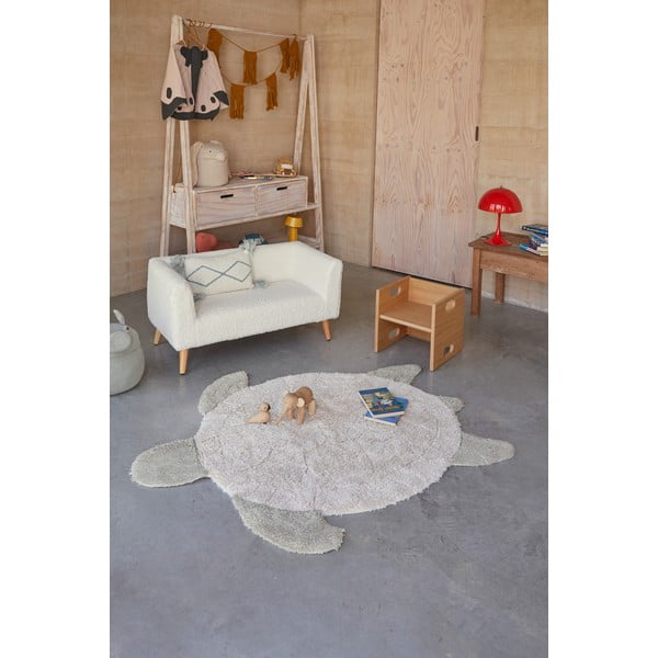 Béžový prateľný ručne tkaný bavlnený detský koberec 110x130 cm Sea Turtle – Lorena Canals-image-1