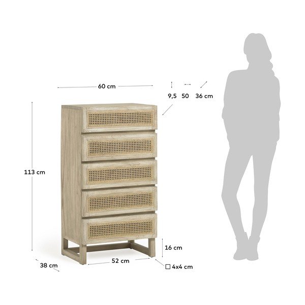 Komoda s 5 zásuvkami z dreva Mindi Kave Home Rexit-image-2