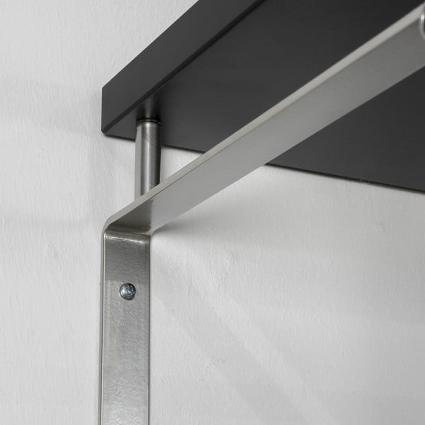 Čierny/v striebornej farbe kovový nástenný vešiak s poličkou 70 cm Rex – Spinder Design-image-3
