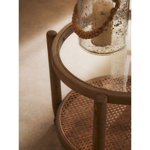 Okrúhly odkladací stolík so sklenenou doskou ø 57 cm Cebu – Premier Housewares-image-2