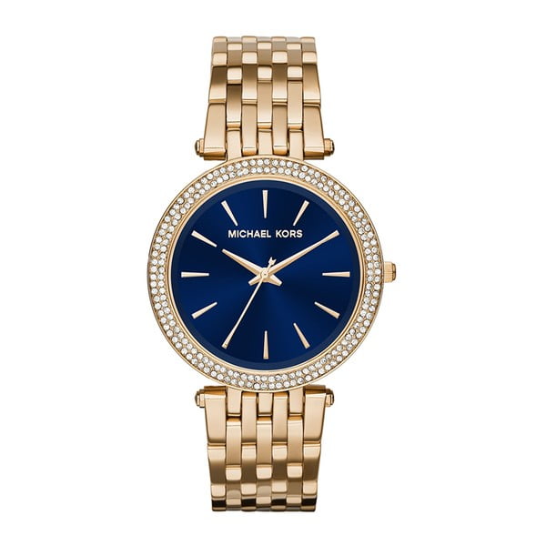 Dámske hodinky v zlatej farbe s modrým ciferníkom Michael Kors Darci