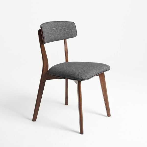Sivá stolička s orechovými nohami Tone Soft