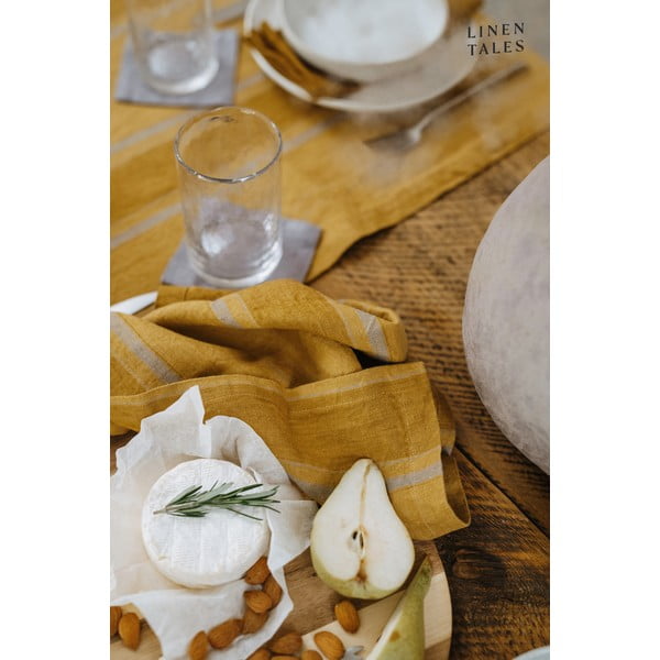 Ľanový obrus 140x140 cm Amber Bronze Stripes – Linen Tales-image-3