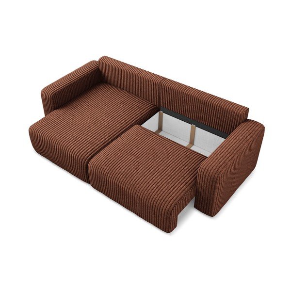 Menčestrová rozkladacia/s úložným priestorom rohová pohovka v terakotovej farbe (ľavý roh/s leňoškou) Kona – Makamii-image-4