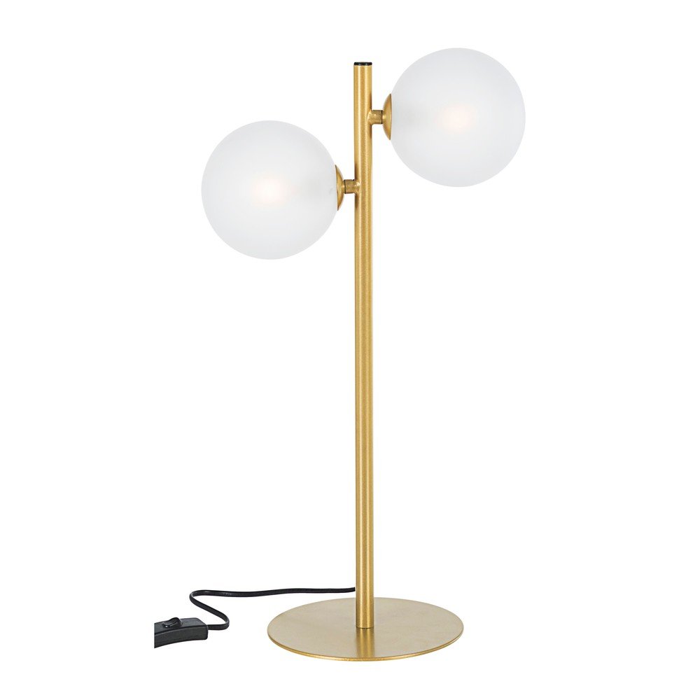 E-shop Oceľová stolová lampa v zlatej farbe so skleneným tienidlom (výška 54 cm) Balls – Bizzotto
