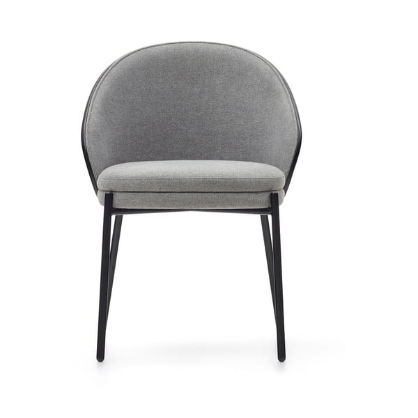 Čierne/sivé čalúnené jedálenské kreslo Eamy – Kave Home-image-2