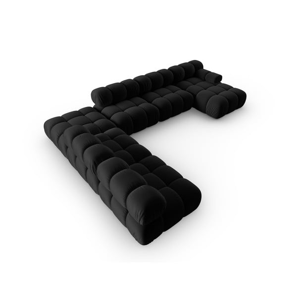 Čierna zamatová pohovka 379 cm Bellis – Micadoni Home-image-4