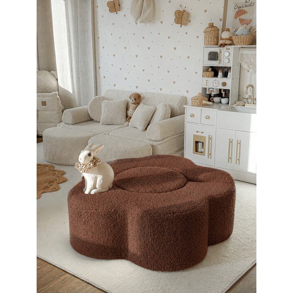 Hnedé penové ihrisko 3 ks z materiálu bouclé výška  27 cm 88x90 cm – Meowbaby-image-3