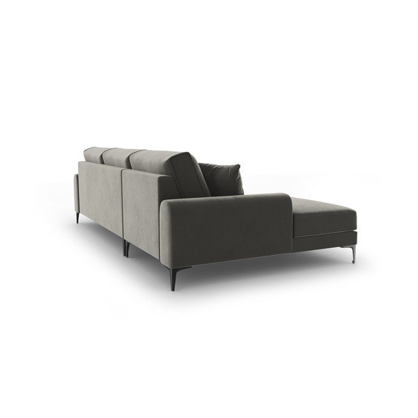 Svetlosivá zamatová rohová pohovka Mazzini Sofas Madara, ľavý roh-image-3
