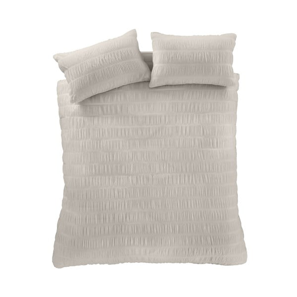 Béžové obliečky na jednolôžko 135x200 cm Seersucker - Catherine Lansfield