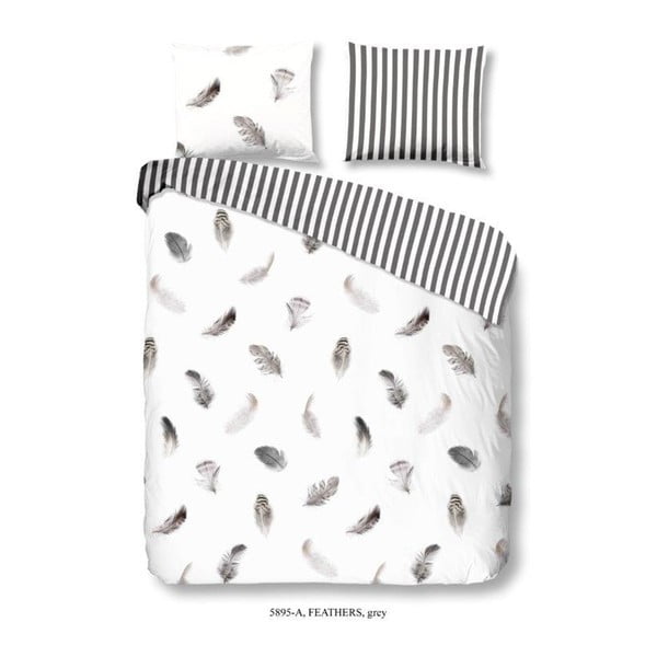 Obliečky na dvojlôžko z bavlny Good Morning Feathers White, 200 × 240 cm