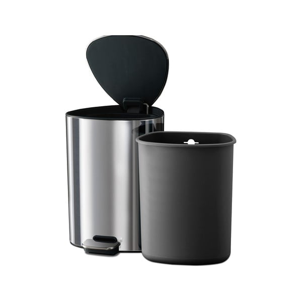 Nášľapný plastový odpadkový kôš v striebornej farbe 5 l Luxe – Joseph Joseph-image-3