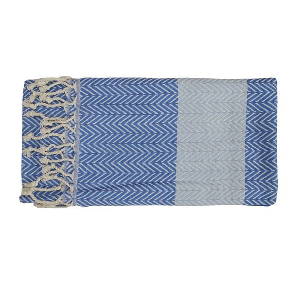 Modrá ručne tkaná osuška z prémiovej bavlny Damla, 100 × 180 cm