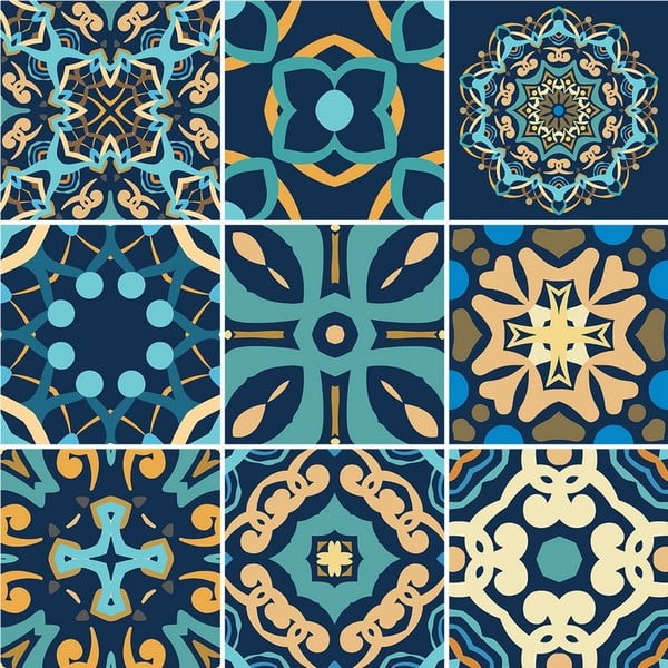 Sada 9 dekoratívnych samolepiek na stenu Ambiance Dizier, 15 × 15 cm-image-1