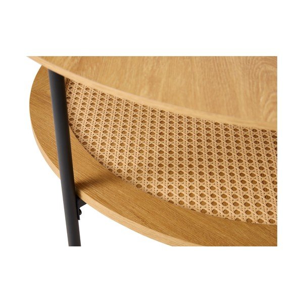 Okrúhly konferenčný stolík v dekore duba v prírodnej farbe ø 80 cm Pensacola – Unique Furniture-image-2