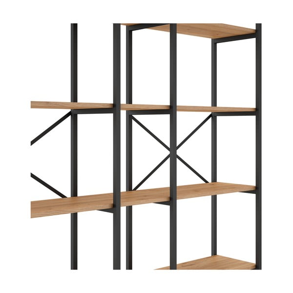 Čierny/prírodný regál v dekore duba 144x175 cm Dusan – Marckeric-image-4