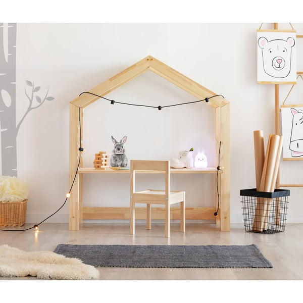 Domčekový detský pracovný stôl z borovicového dreva Adeko Bran, 40 x 111 cm