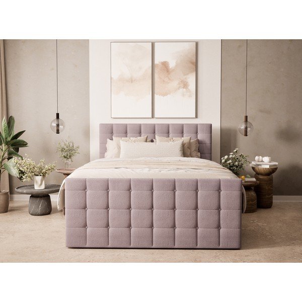 Fialová boxspring posteľ s úložným priestorom 180x200 cm Tasca – Maison de Rêve-image-4