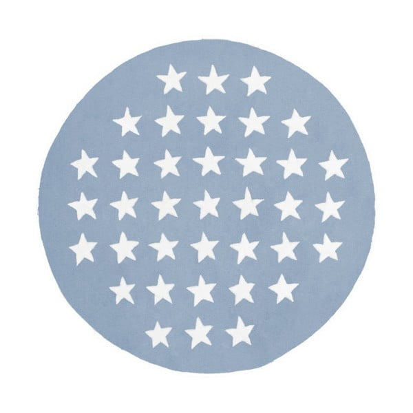 Modro-biely ručne tkaný okrúhly koberec Kayoom Peony 823 Pastelblau, ⌀ 120 cm