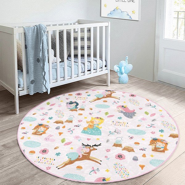 Svetloružový detský koberec ø 80 cm Comfort – Mila Home-image-2