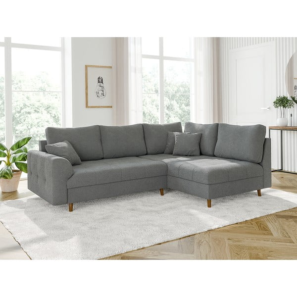 Sivá rohová pohovka z textílie buklé (pravý roh/do L) Ariella – Ropez-image-3