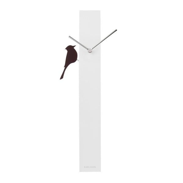 Biele nástenné hodiny Karlsson Woodpecker, dĺžka 60 cm