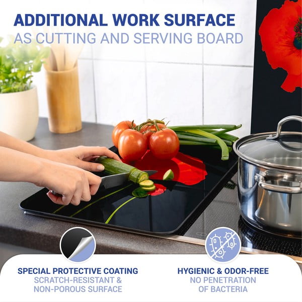 Kryty na sporák v súprave 2 ks z tvrdeného skla 52x30 cm Poppy - Maximex-image-3