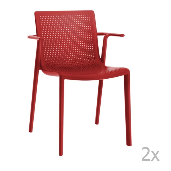 Sada 2 červených záhradných stoličiek s opierkami Resol Beekat