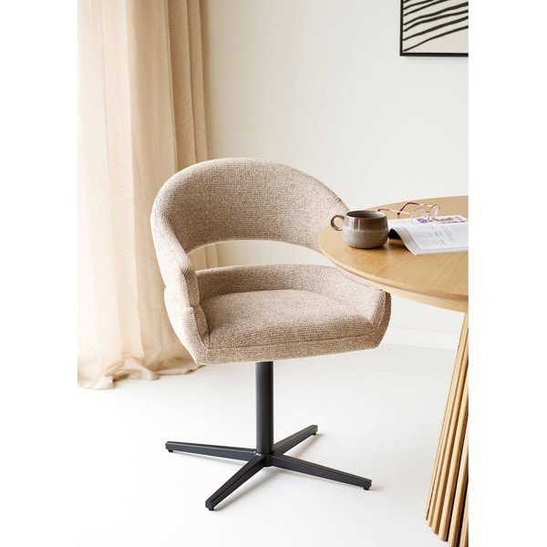 Béžové čalúnené jedálenské kreslo s podrúčkami Dover – House Nordic-image-1