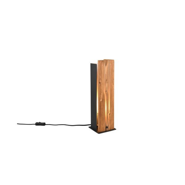 Stolová lampa v čierno-prírodnej farbe s dreveným tienidlom (výška 40 cm) Karuni – Trio-image-4