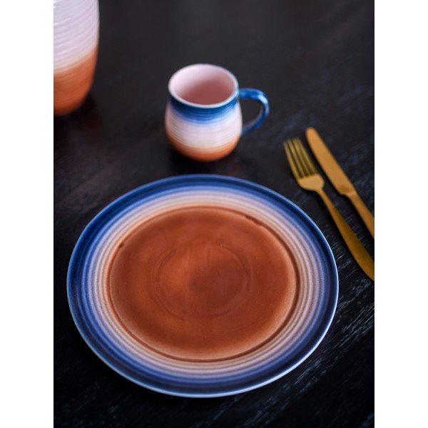 Modré/oranžové kameninové taniere v súprave 4 ks ø 27 cm Tatum – Bloomingville-image-1