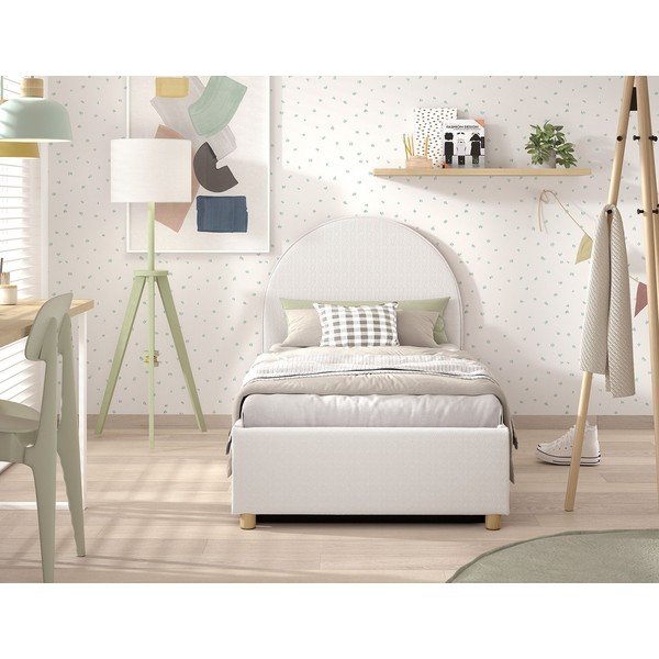 Biela čalúnená jednolôžková posteľ s úložným priestorom s roštom 90x200 cm Moon – Vipack-image-3