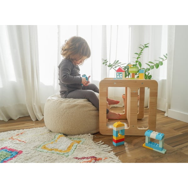 Béžový detský puf z textílie buklé Cream – Really Nice Things-image-1