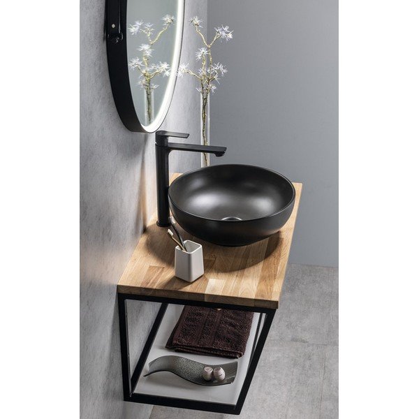 Matne čierna stojančeková umývadlová batéria Pax – Sapho-image-3