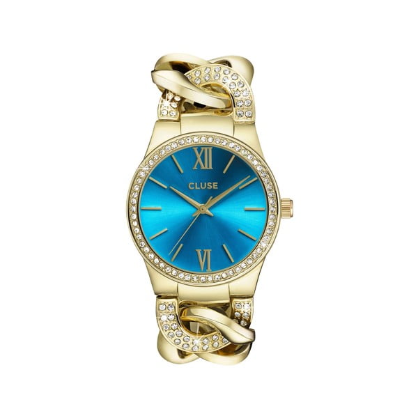 Dámské hodinky Brillante Gold/Blue Lagoon, 38 mm