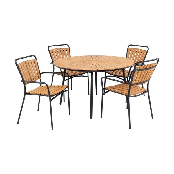 Záhradná jedálenská súprava v prírodnej farbe pre 4 Cleveland – House Nordic