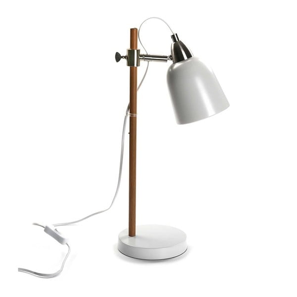 Biela stolová lampa Versa Woodero