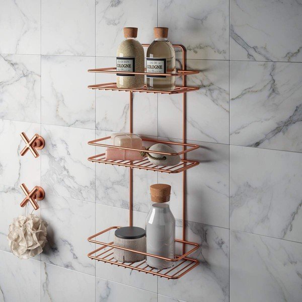 Kúpeľňová polička s troma poschodiami Metaltex Copper-image-1