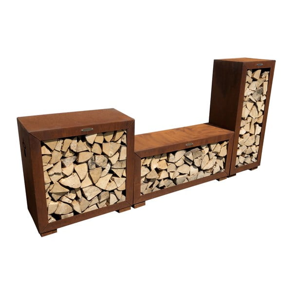 Hnedý oceľový zásobník na drevo Remundi, šírka 119 cm-image-1