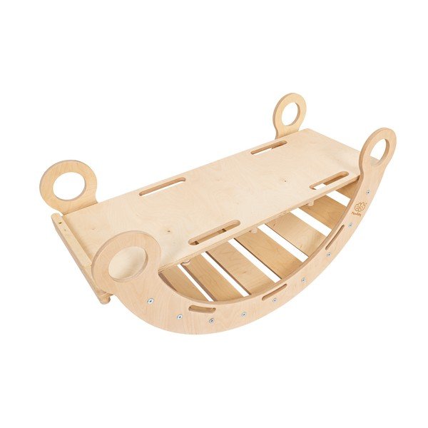 Hojdačka z borovicového dreva v prírodnej farbe 39x75x38 cm Montessori – Meowbaby