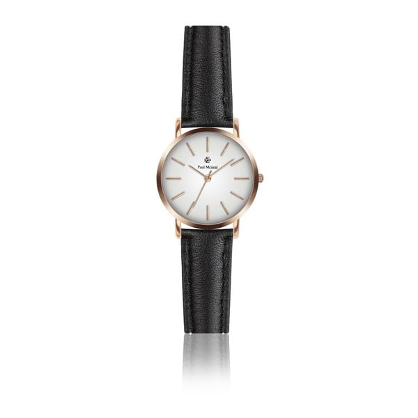Dámske hodinky s čiernym koženým remienkom Paul McNeal Vera, ⌀ 2,8 cm