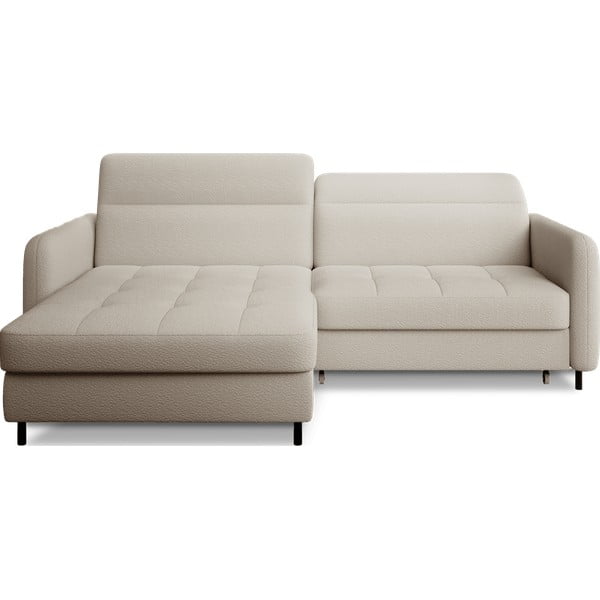 Béžová rozkladacia/s úložným priestorom rohová pohovka z textílie buklé (ľavý roh/s leňoškou) Gomsi – ELTAP