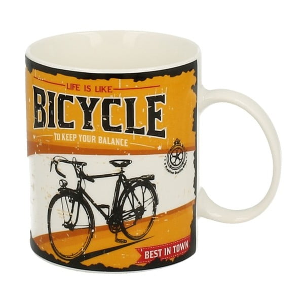 Žltý porcelánový hrnček Duo Gift Bicycle, 430 ml