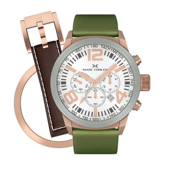 Unisex hodinky Marc Coblen s remienkom a krúžkom na ciferník naviac P89
