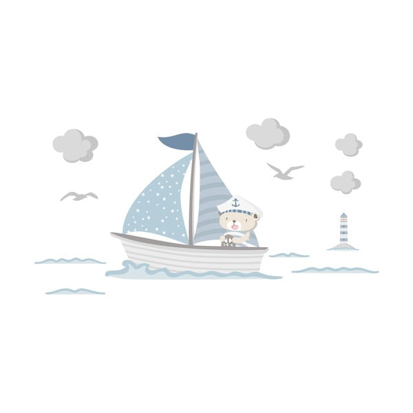 Modré detské samolepky na stenu Ambiance Captain Teddy-image-2