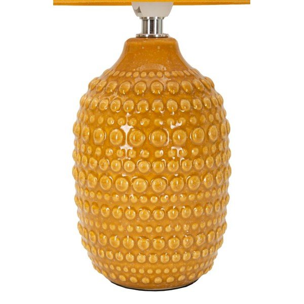 Keramická stolová lampa v horčicovej farbe s textilným tienidlom (výška  30,5 cm) Points – Mauro Ferretti-image-3