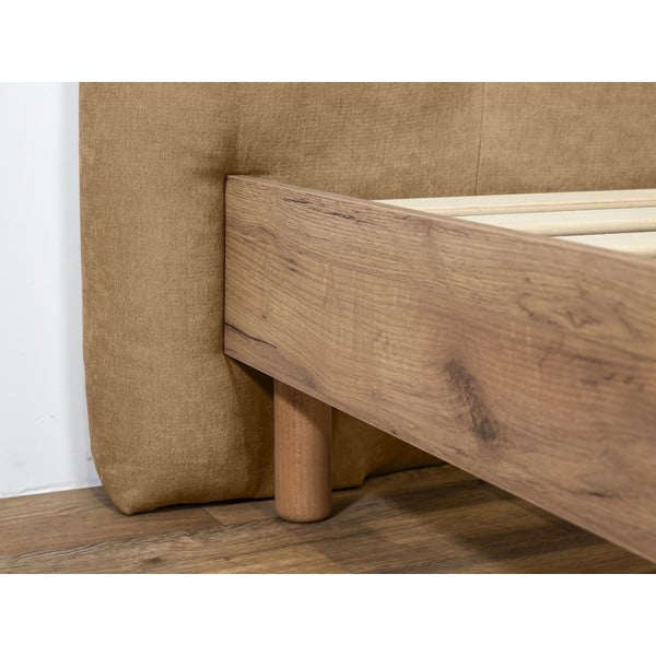 Béžová čalúnená dvojlôžková posteľ s roštom 180x200 cm Kumo – Bobochic Paris-image-4