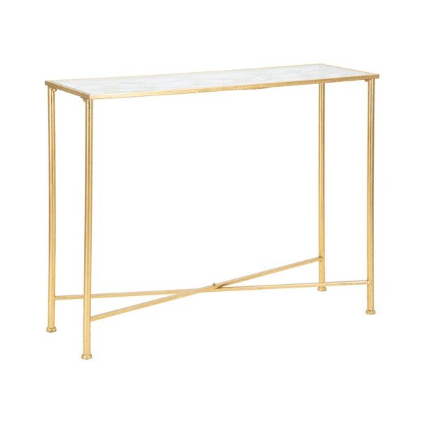 Biely/v zlatej farbe konzolový stolík so sklenenou doskou 35x100 cm Butterflies – Mauro Ferretti