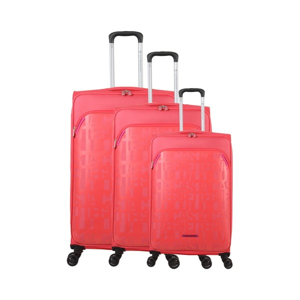 Sada 3 ružových kufrov na 4 kolieskach Lulucastagnette Bellatrice